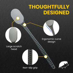 The Body Scratcher comparado con una mano para mostrar tamaño y control fácil