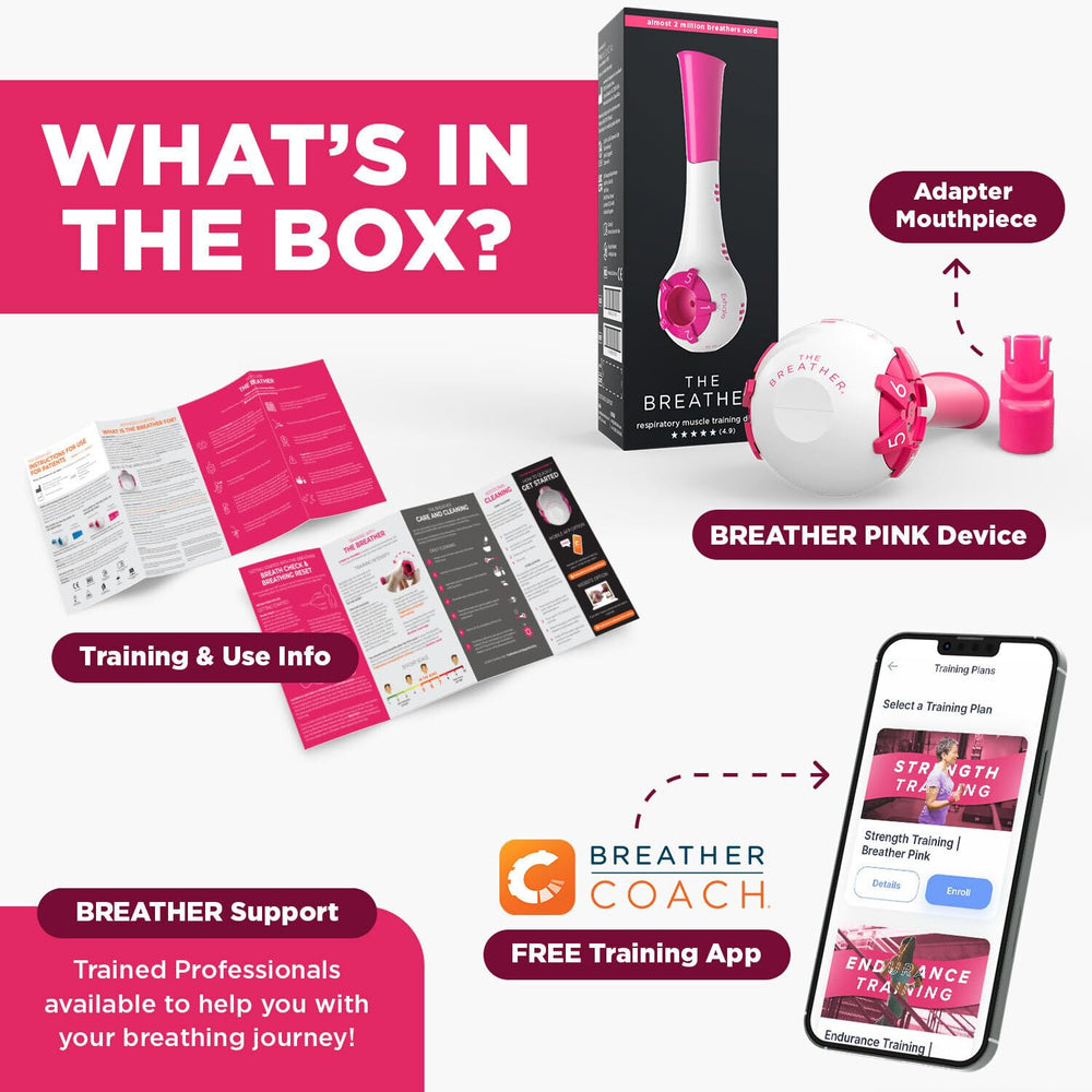 The Breather Pink comparado en tamaño para transporte y almacenamiento