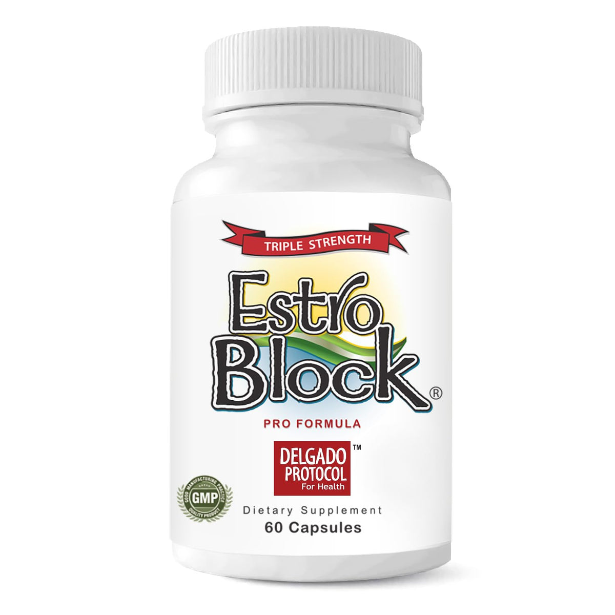 The Delgado Protocol estroblock pro frontal mostrando envase y etiqueta clara