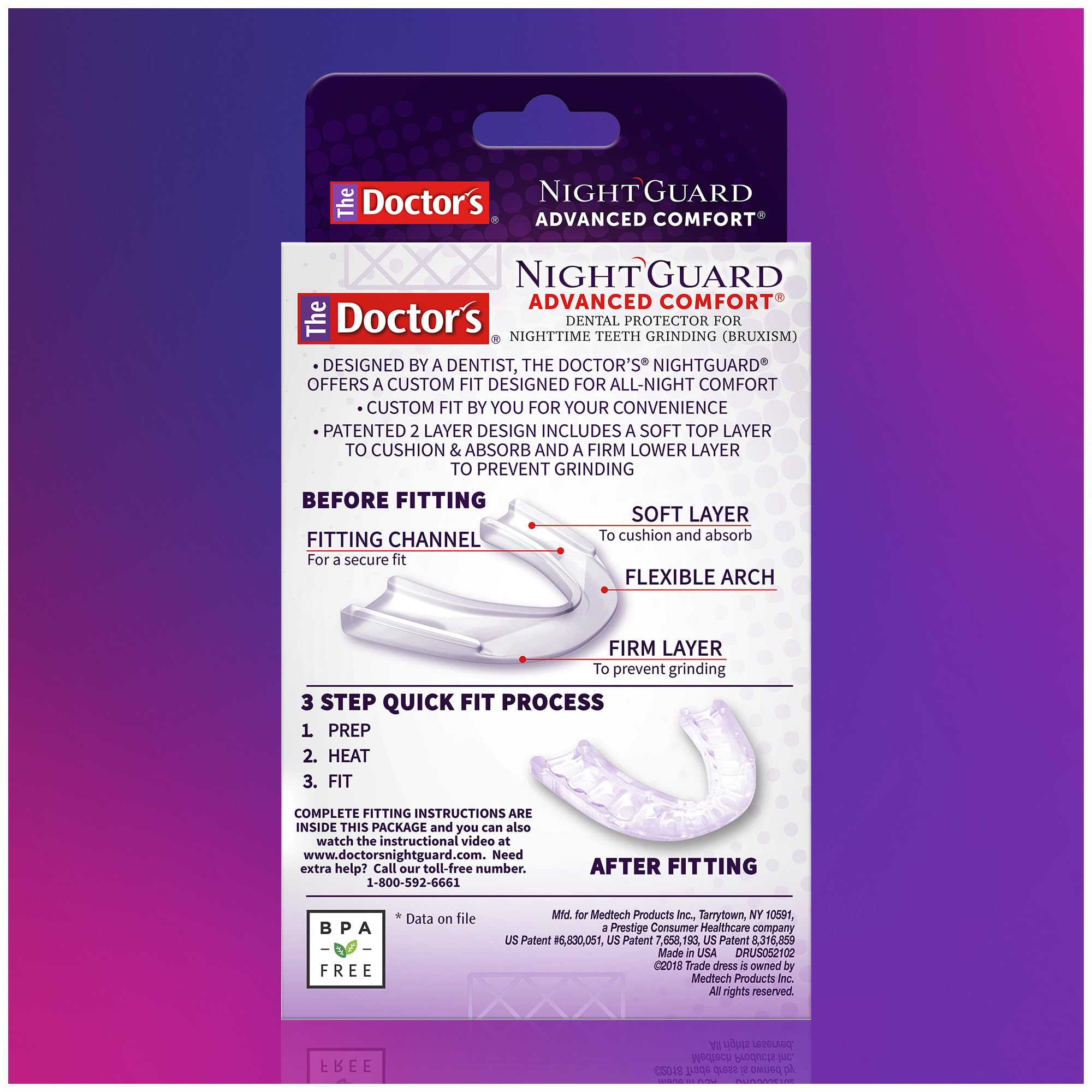 The Doctor's NightGuard guardado en estuche ventilado para higiene y transporte