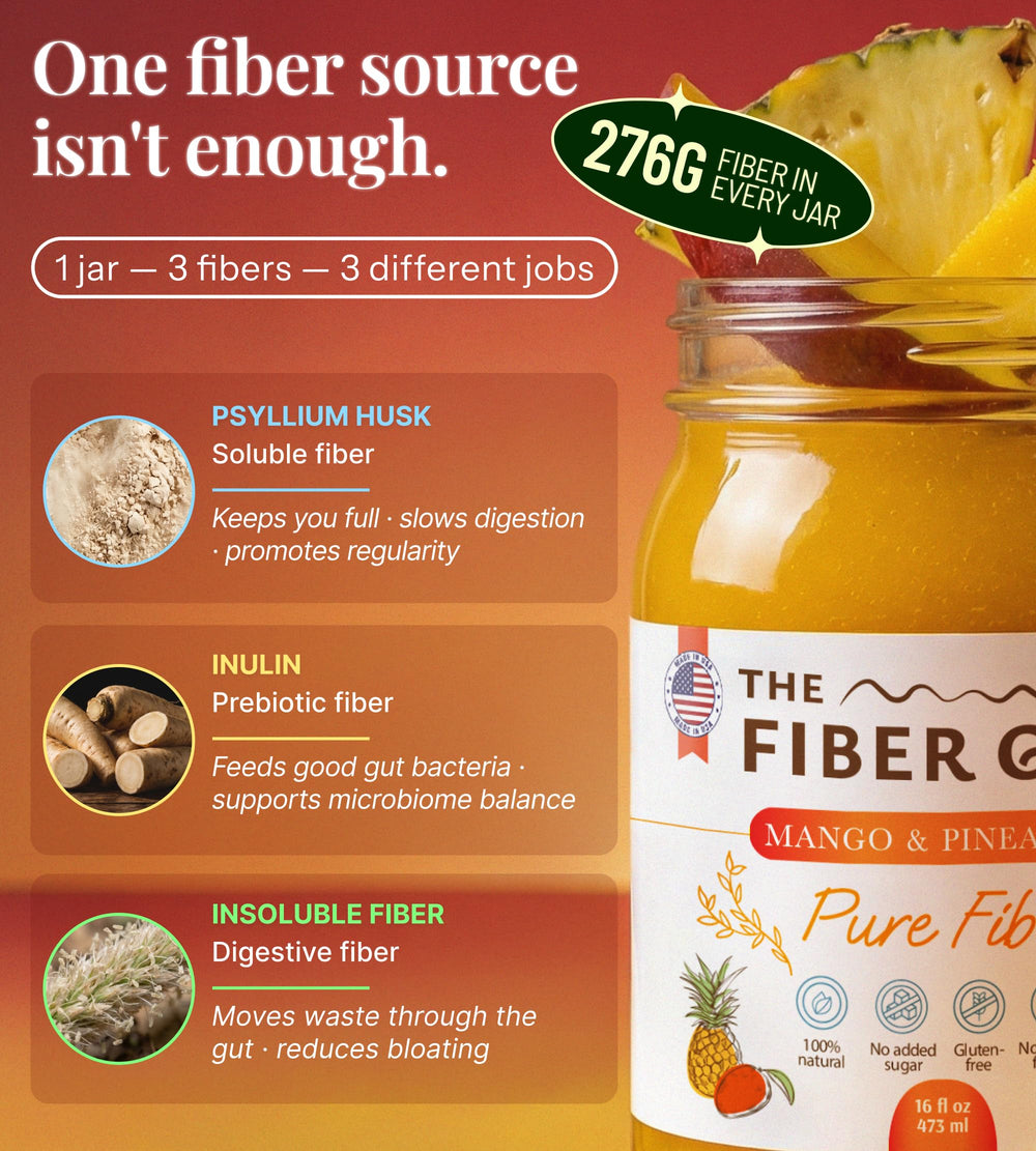 The Fiber Gel junto a mano para comparar tamaño y control de porción