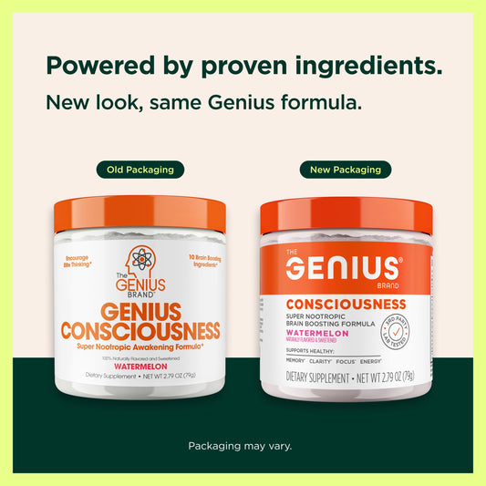 The Genius Brand etiqueta con lista de ingredientes claros para transparencia al consumidor