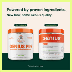 The Genius Brand etiqueta con lista de ingredientes y cantidades, transparencia y confianza