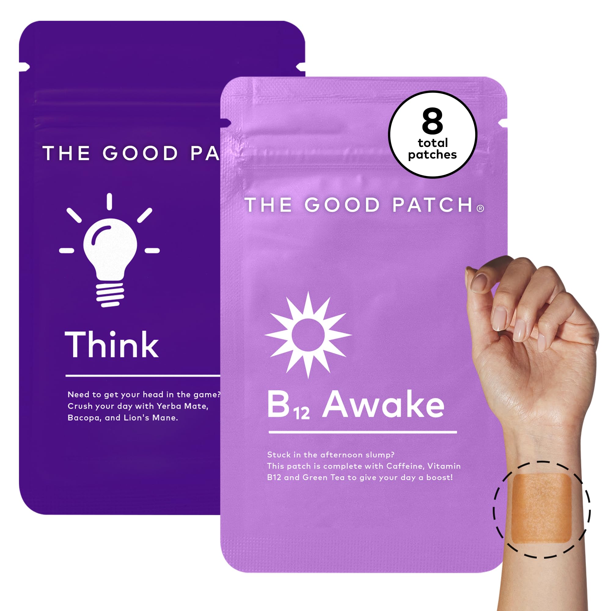 The Good Patch frontal del empaque mostrando el dúo y beneficio de energía