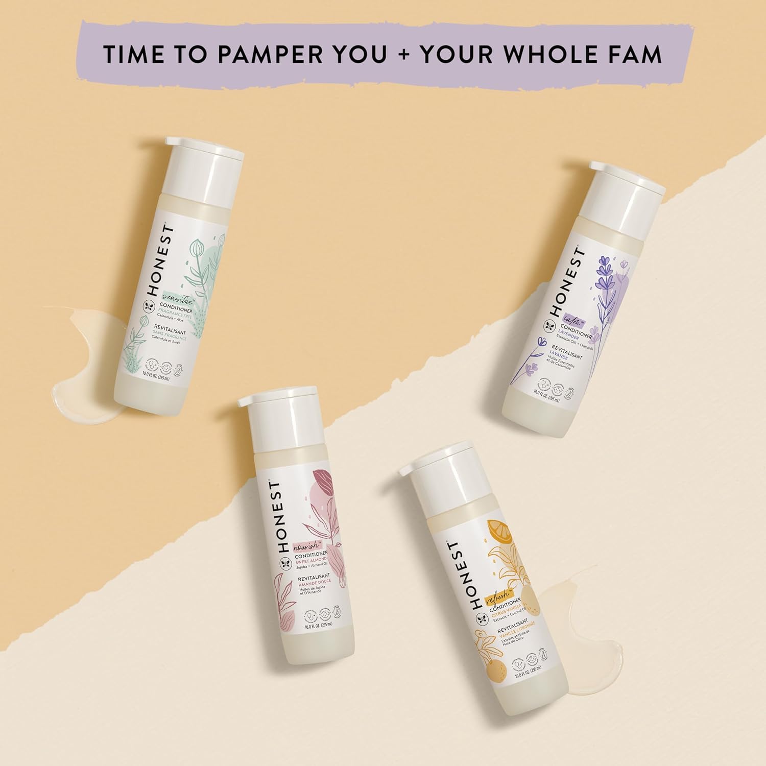 The Honest Company escena familiar en baño, aroma cítrico-vainilla que refresca el ambiente