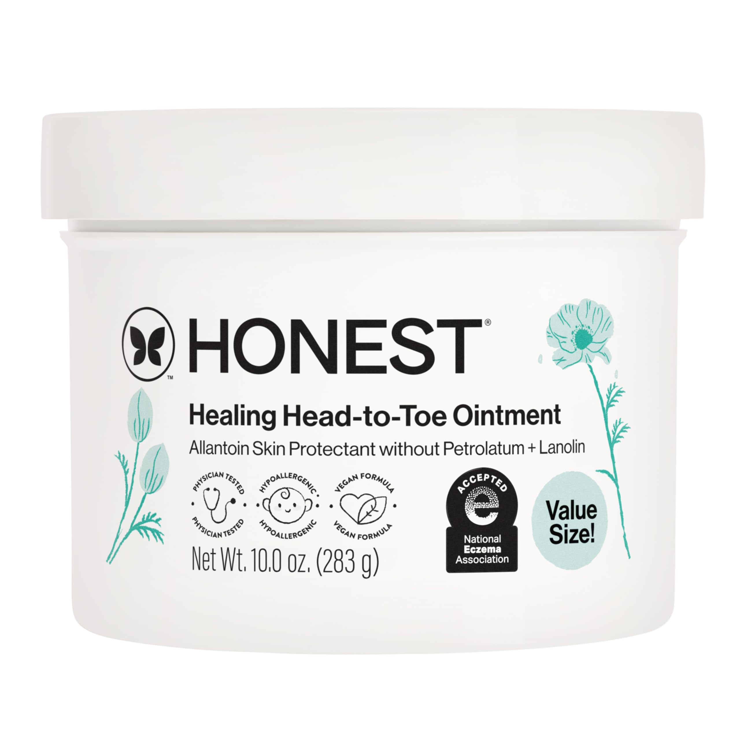 The Honest Company empaque frontal mostrando tamaño y etiqueta, confianza en la seguridad