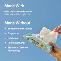 The Honest Company etiqueta con ingredientes y beneficios visibles y claros