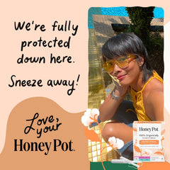 The Honey Pot Company caja abierta con tampons, presentación práctica