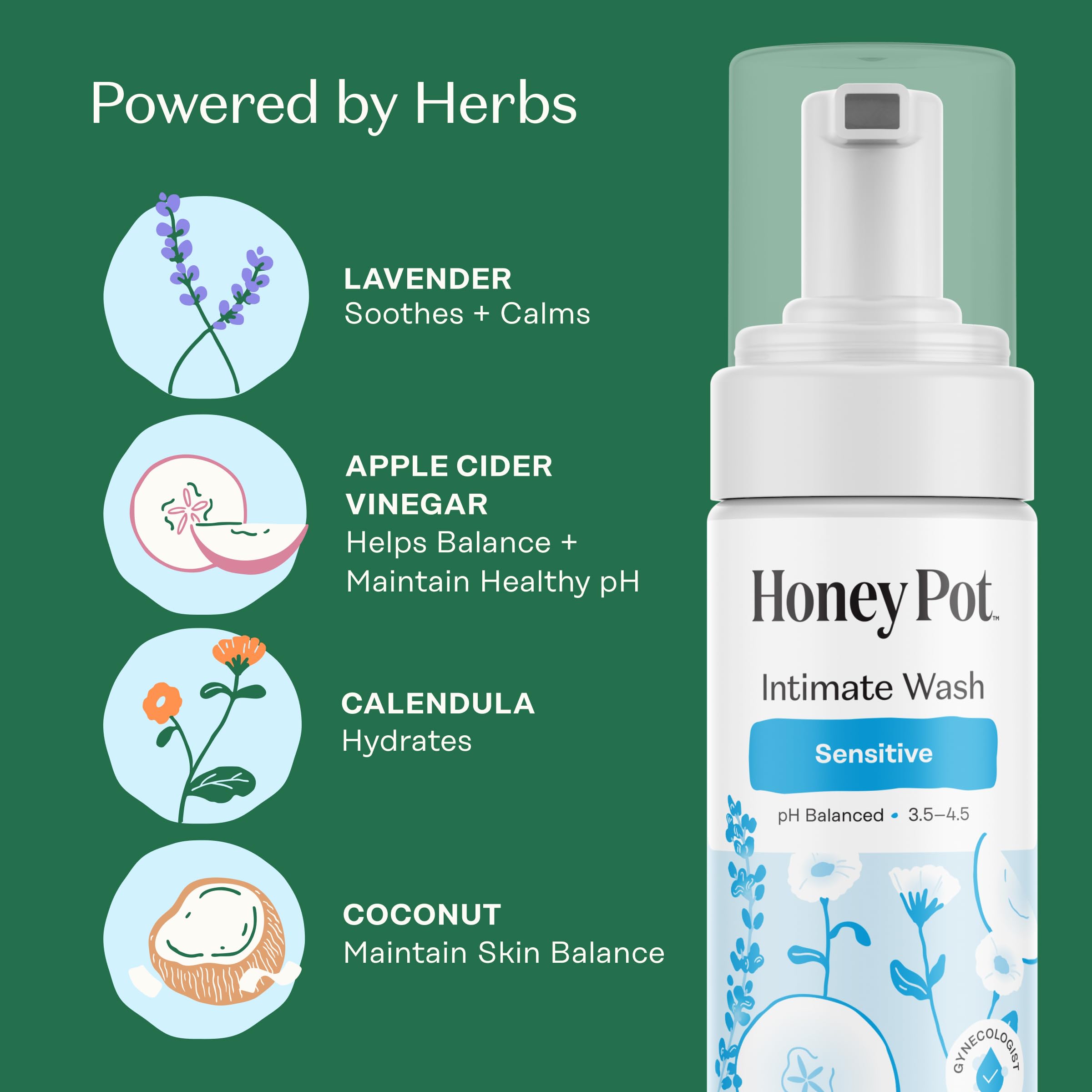 The Honey Pot Company detalle del cierre y etiqueta, claridad de ingredientes