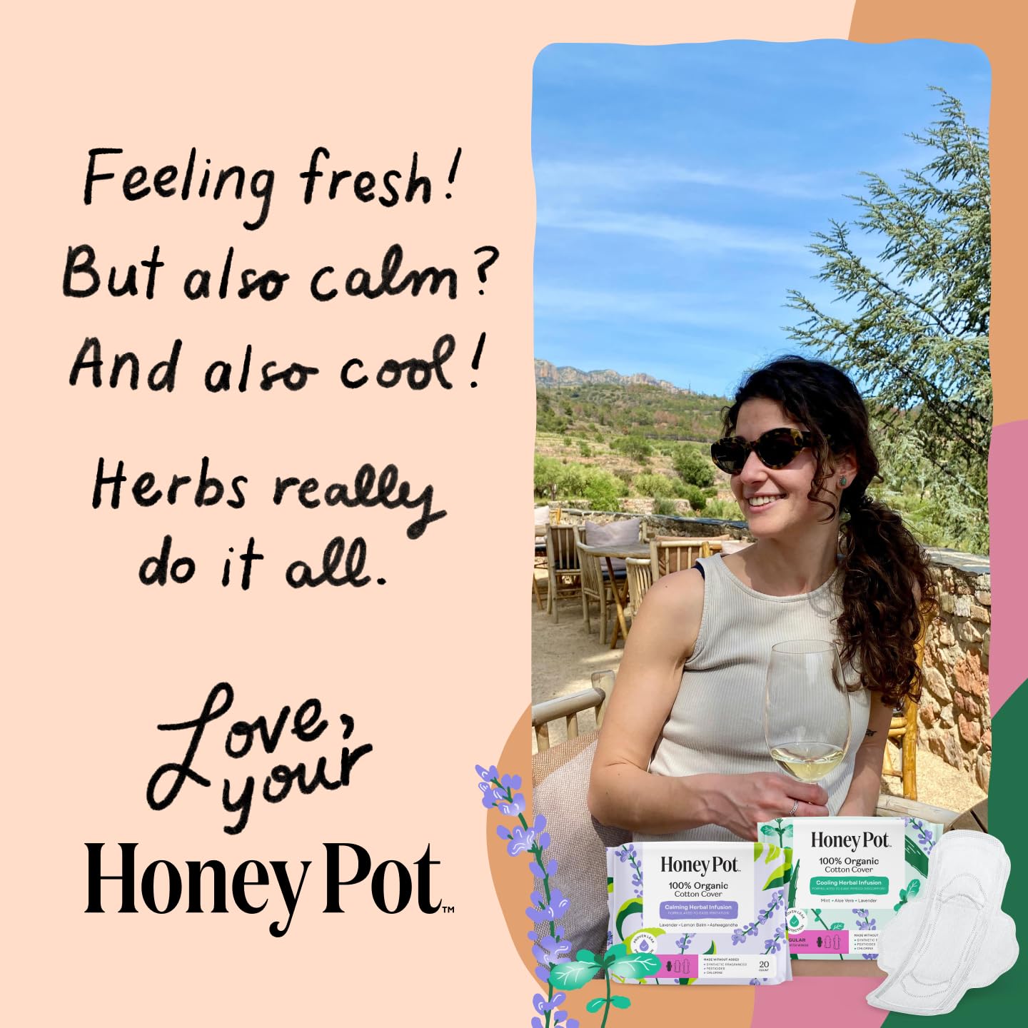 The Honey Pot Company compresa en baño estilo vida, confort en casa