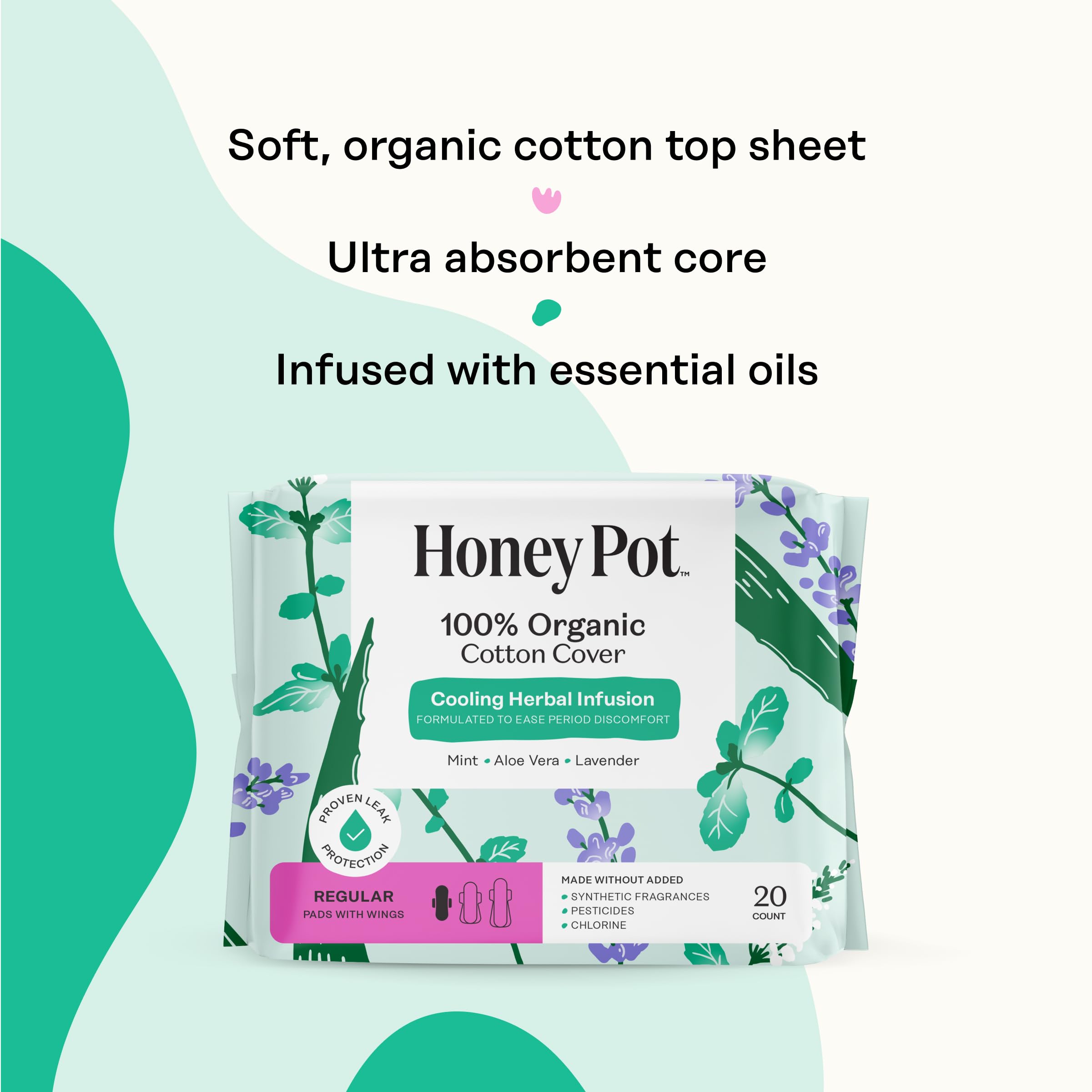 The Honey Pot Company compresa en uso ilustrada para ajuste seguro