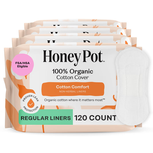 The Honey Pot Company empaque frontal mostrando pantyliners, protección discreta