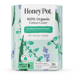 The Honey Pot Company empaque frontal mostrando pantyliners y beneficios de frescura