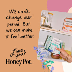 The Honey Pot Company etiqueta informativa, sin fragancias sintéticas ni cloro