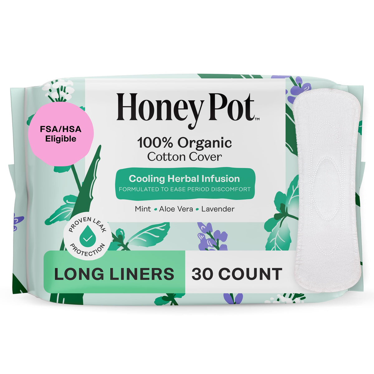 The Honey Pot Company frente del empaque mostrando protección larga y beneficios
