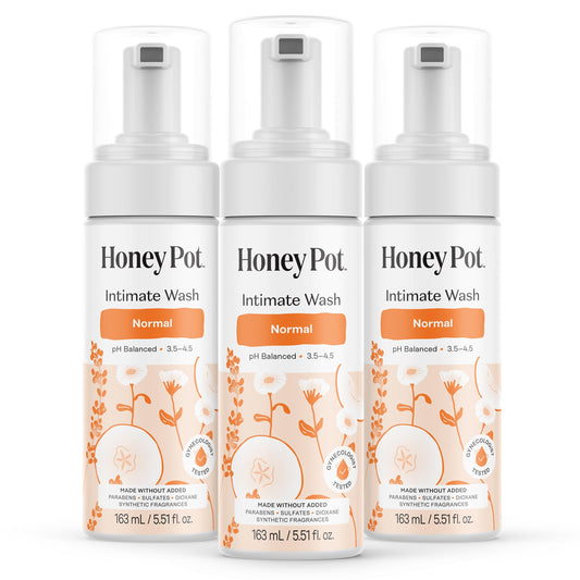 The Honey Pot Company frente del envase que muestra diseño claro y beneficio de limpieza suave