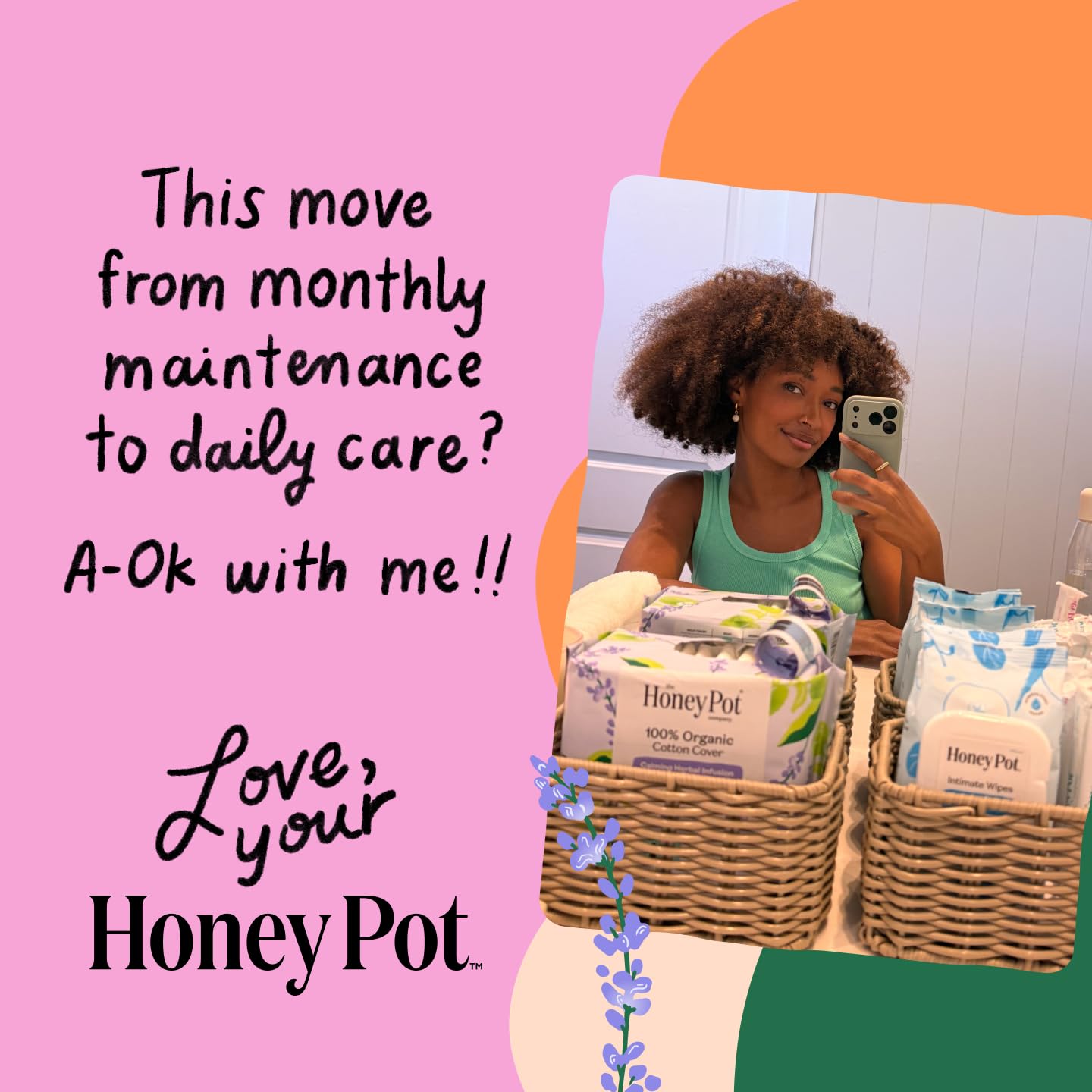The Honey Pot Company etiqueta con información de pH y libre de parabenos