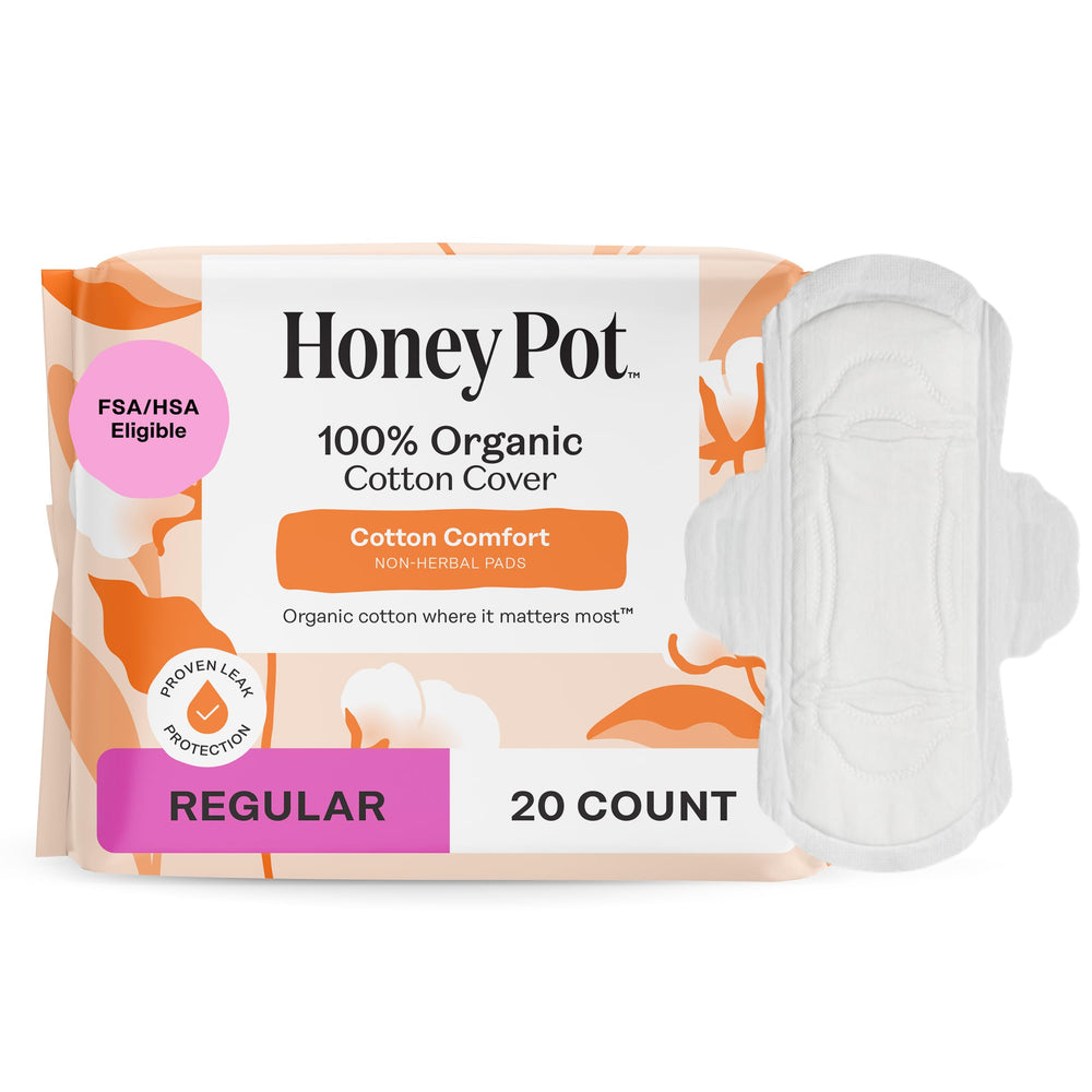 The Honey Pot Company empaque frontal de toallas, presentación clara y protección