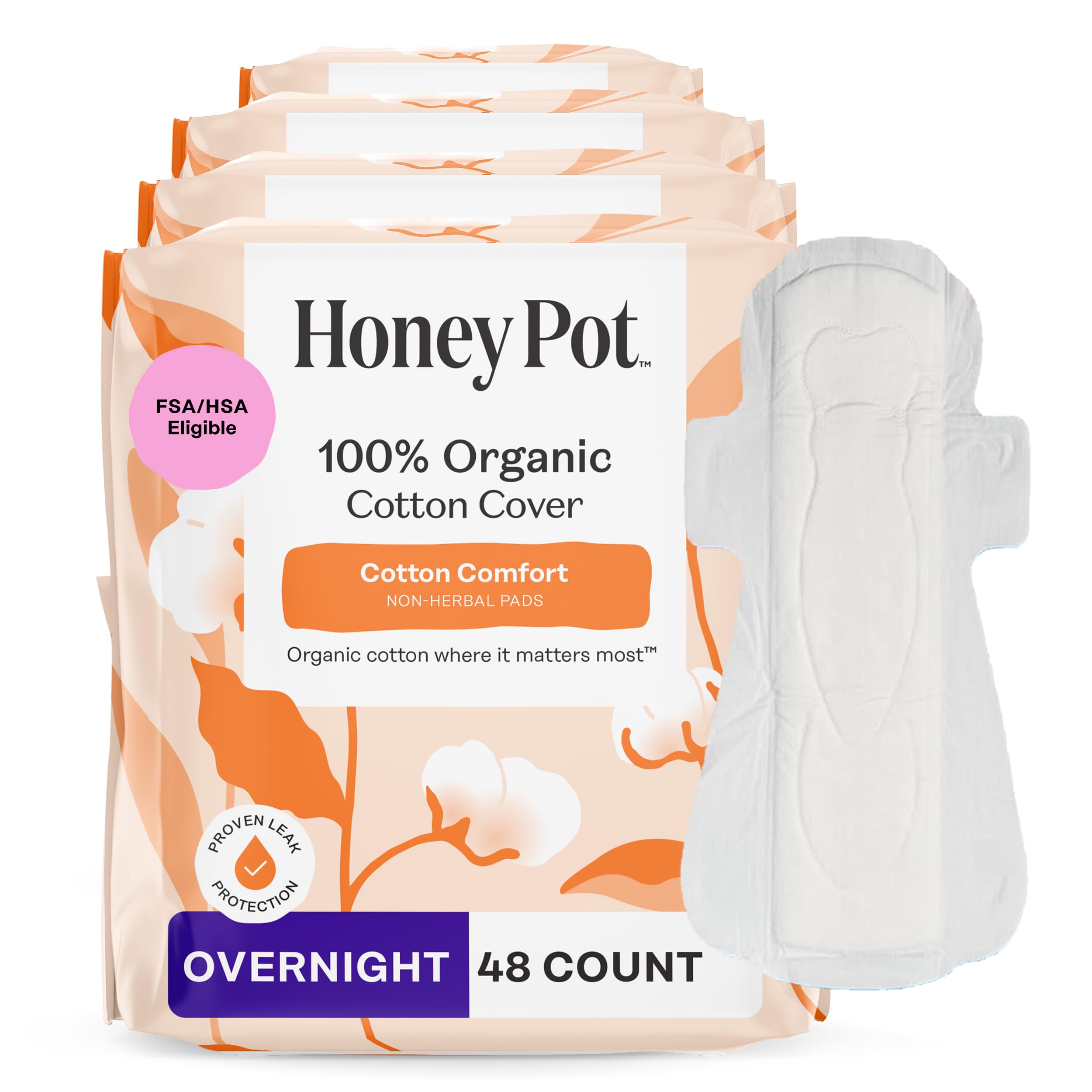 The Honey Pot Company empaque frontal mostrando compresas y beneficio confort