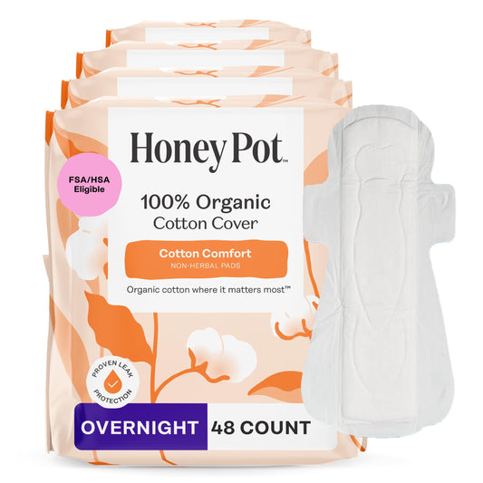 The Honey Pot Company empaque frontal mostrando compresas y beneficio confort