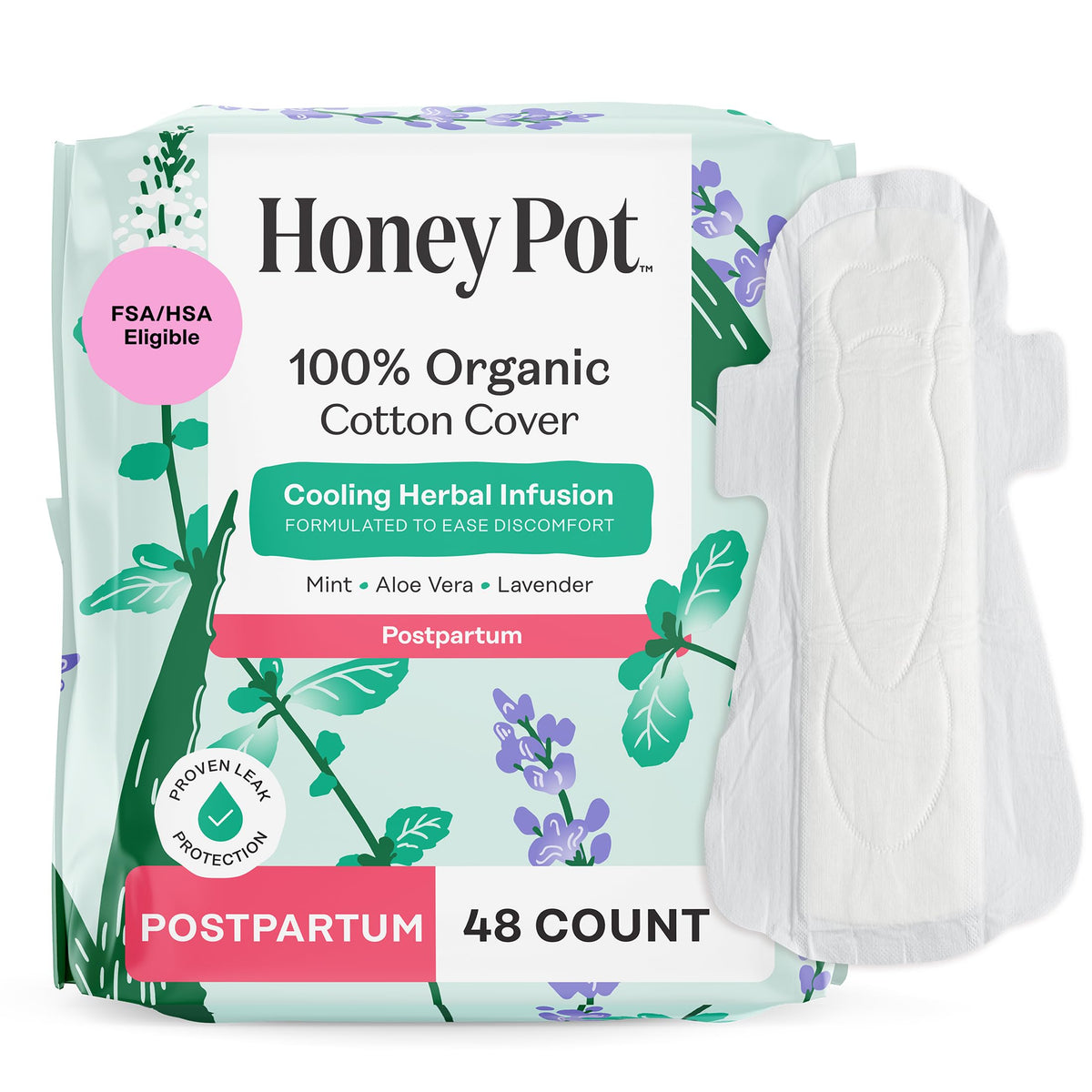 The Honey Pot Company embalaje frontal mostrando producto y beneficio de comodidad