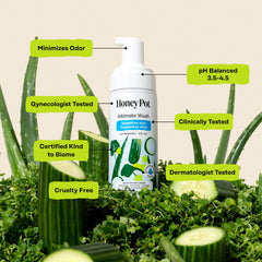 Comparación de tamaño de la botella The Honey Pot para visualizar cantidad útil