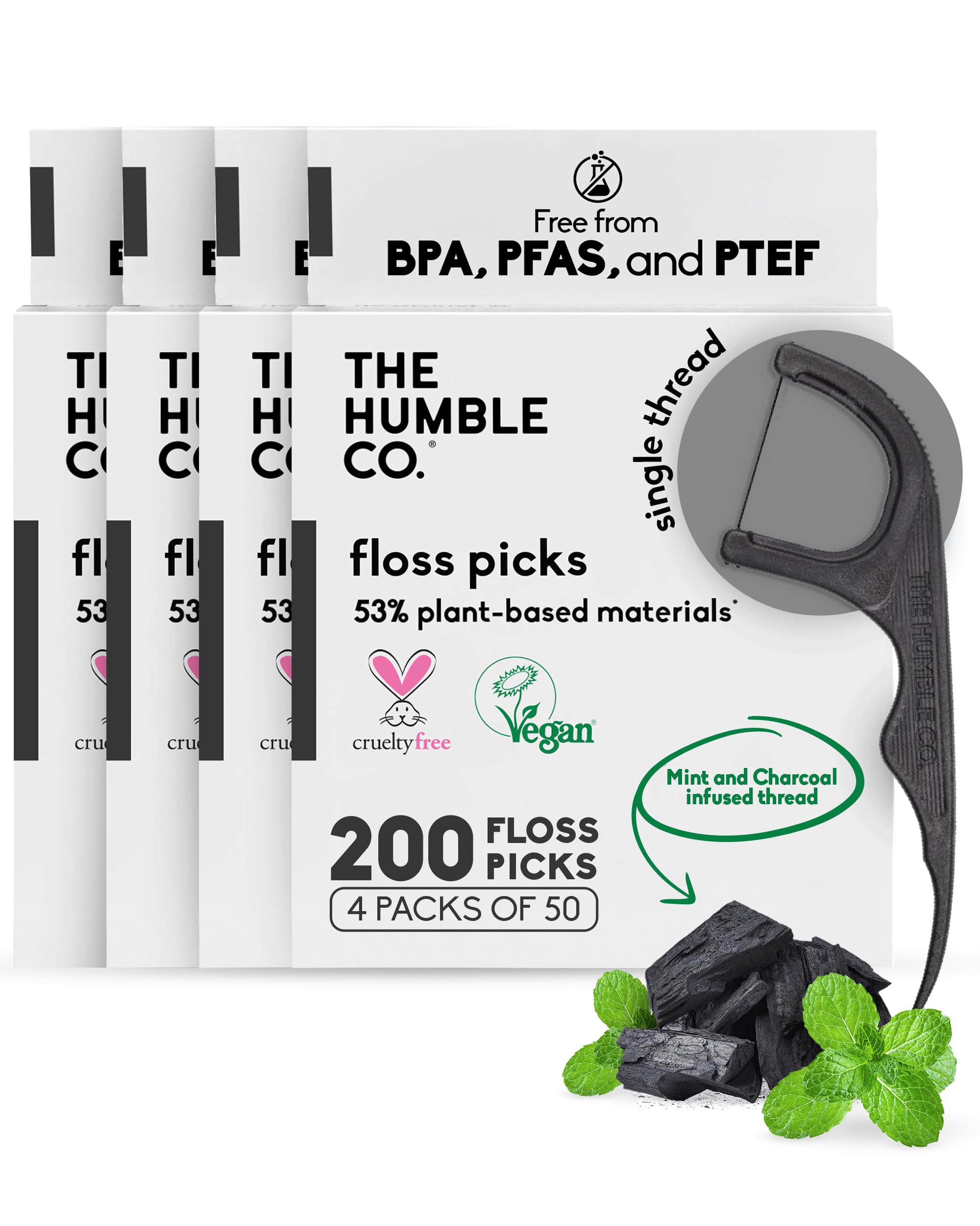 The Humble Co. envase frontal muestra 200 palillos y beneficio conveniencia