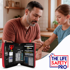 The Life Safety Pro botiquín en mochila durante excursión, listo para actividades al aire libre