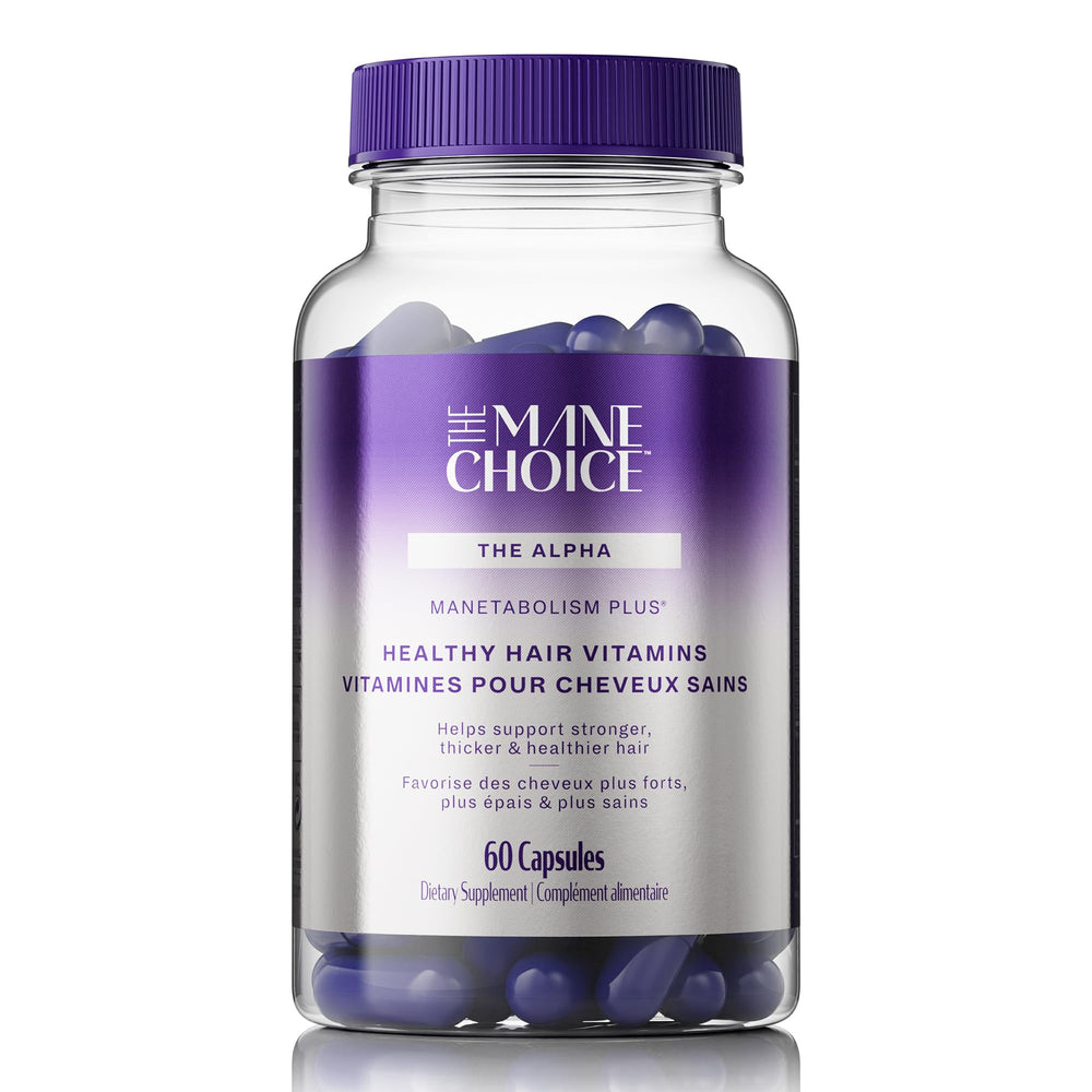 The Mane Choice frasco MANETABOLISM Plus mostrando diseño y cantidad