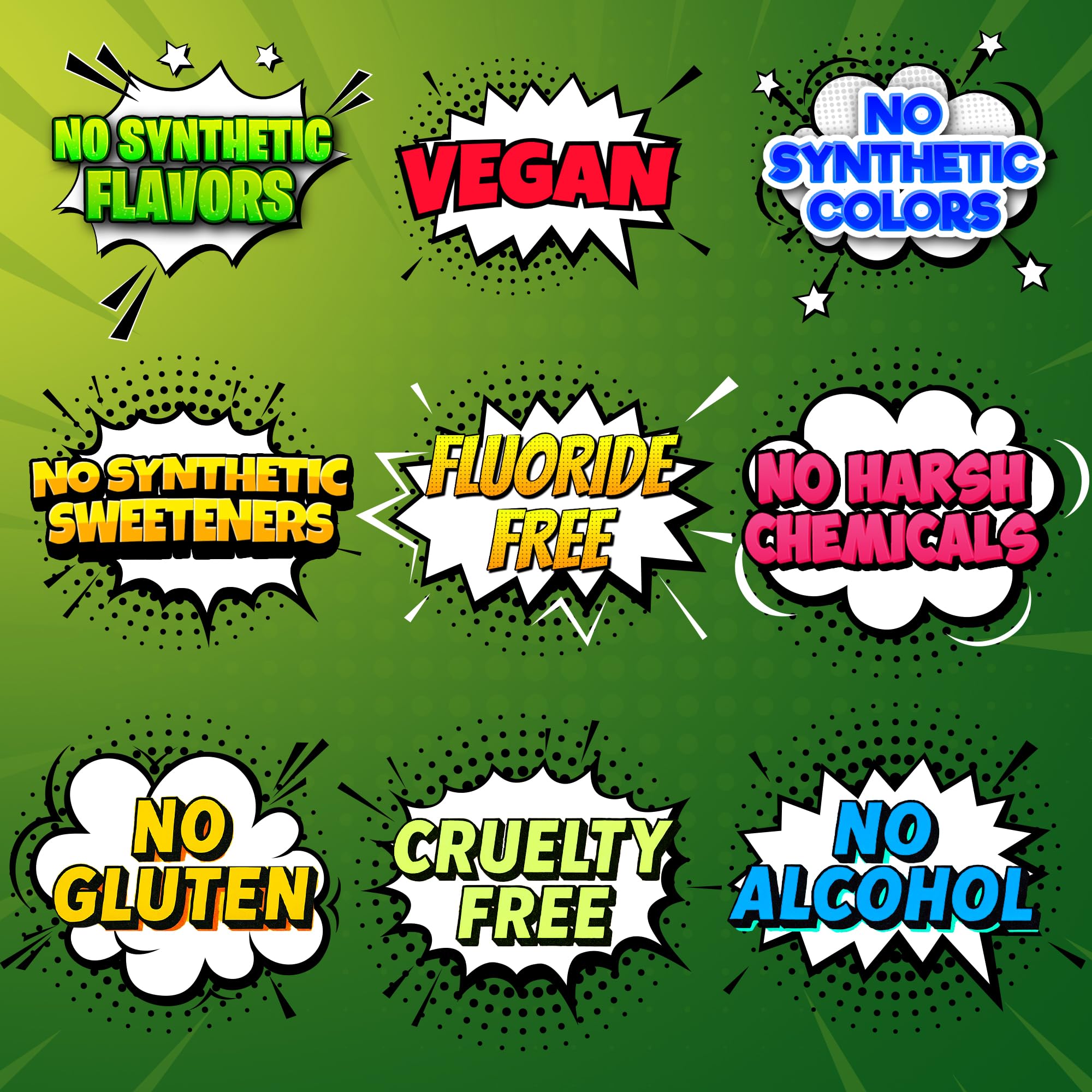 The Natural Dentist etiqueta con ingredientes botánicos y lista de ausencias claras