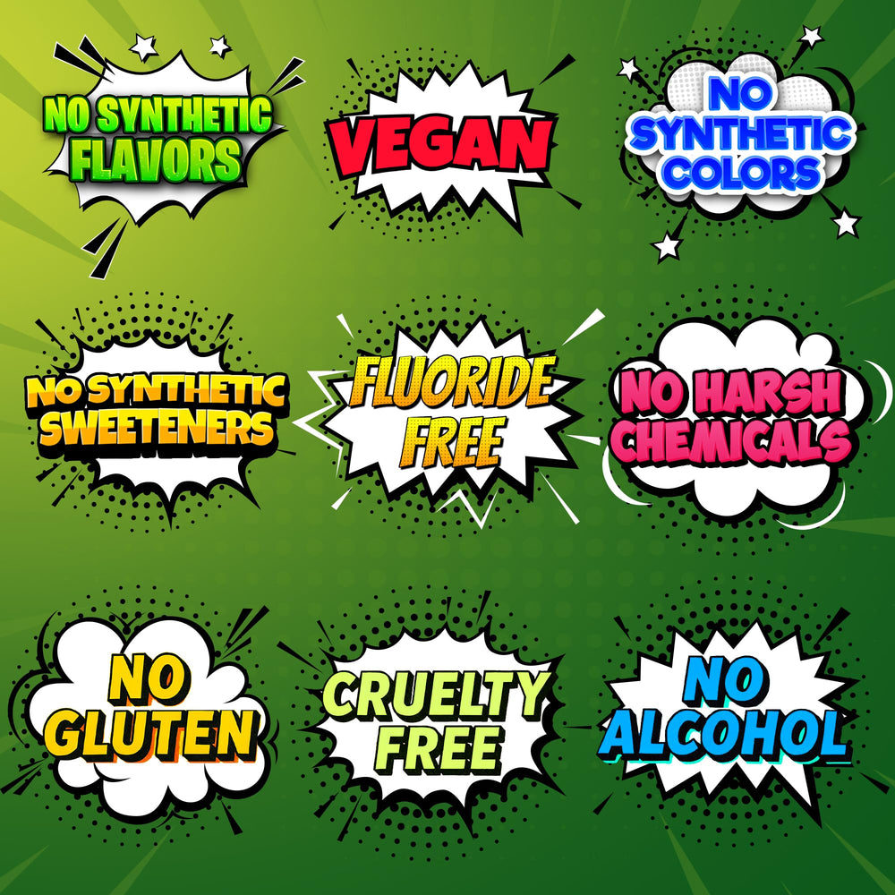 The Natural Dentist etiqueta con ingredientes botánicos y lista de ausencias claras
