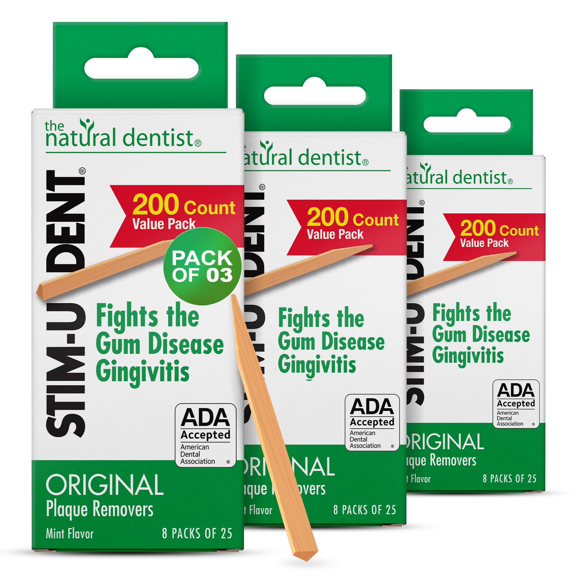 The Natural Dentist frente del paquete con 24 paquetes, frescura portátil