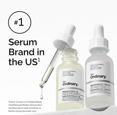 The Ordinary comparación tamaño 30 ml junto a diario, muestra escala práctica
