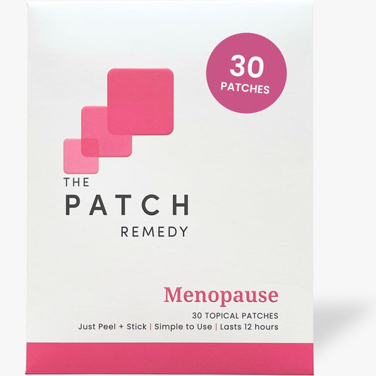 The Patch Remedy empaque frontal que muestra 30 parches y beneficio de uso práctico
