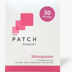 The Patch Remedy empaque frontal que muestra 30 parches y beneficio de uso práctico