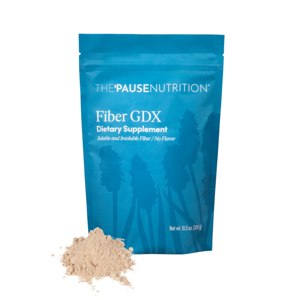 The 'Pause Life envase frontal de Fiber GDX mostrando presentación y tamaño