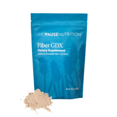 The 'Pause Life envase frontal de Fiber GDX mostrando presentación y tamaño