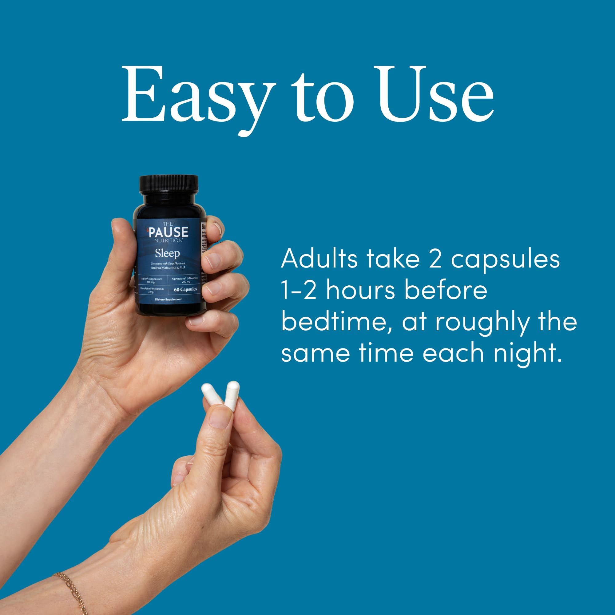 The 'Pause Life ingredientes clave ilustrados con beneficio de soporte nocturno