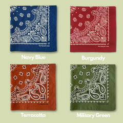 The Peacock Crew terracotta desplegada muestra el patrón paisley y color resistente