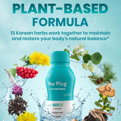 The Plug etiqueta con lista de ingredientes botánicos y beneficios claros