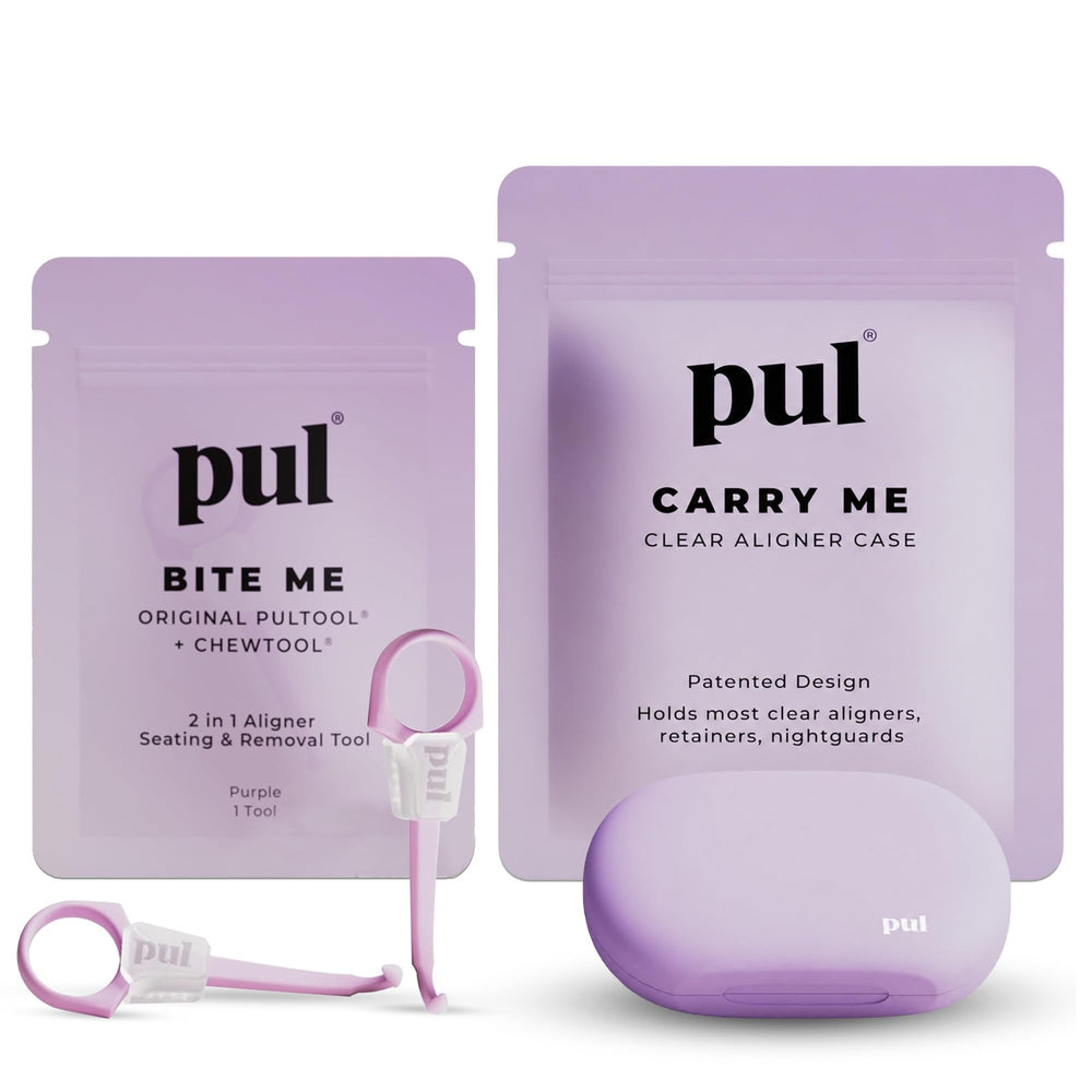 The Pultool estuche morado frontal mostrando cierre magnético y protección segura