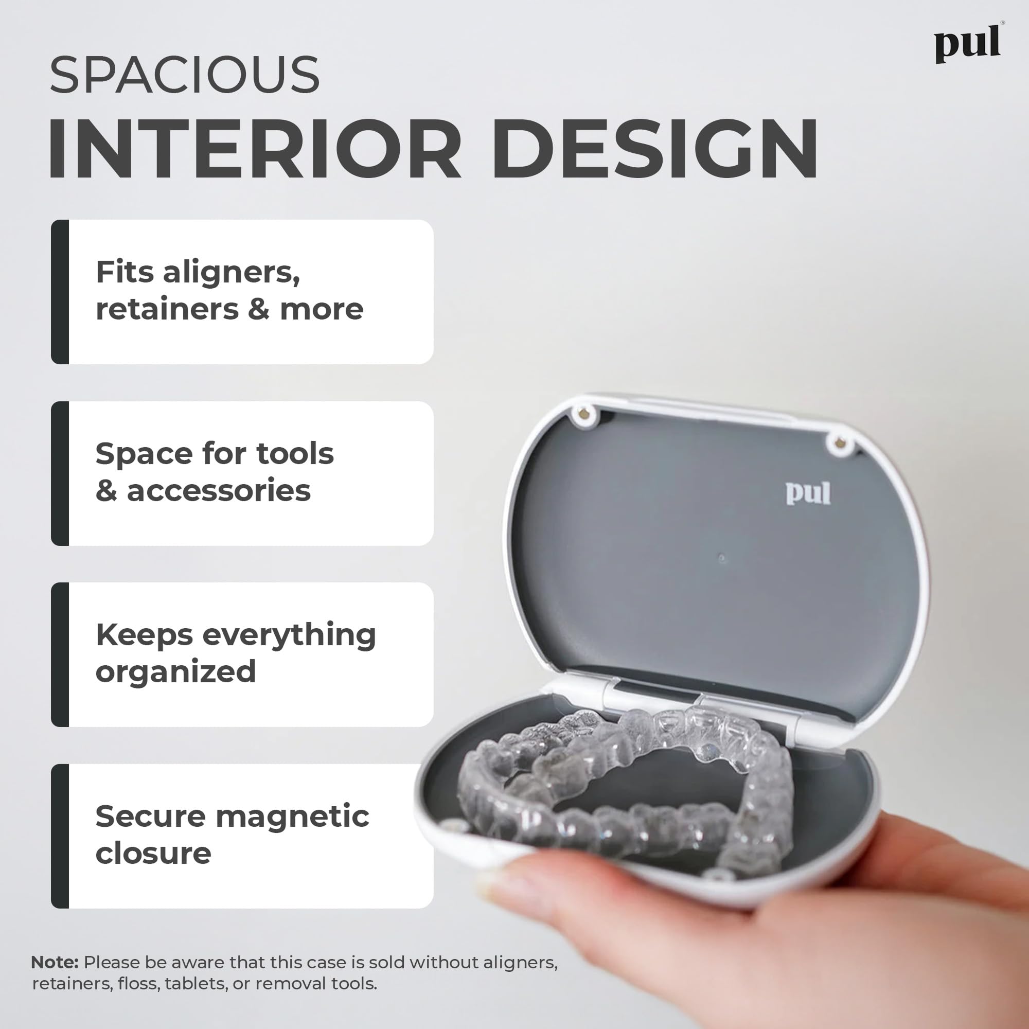 The Pultool interior amplio con alineador, acomoda piezas grandes cómodamente