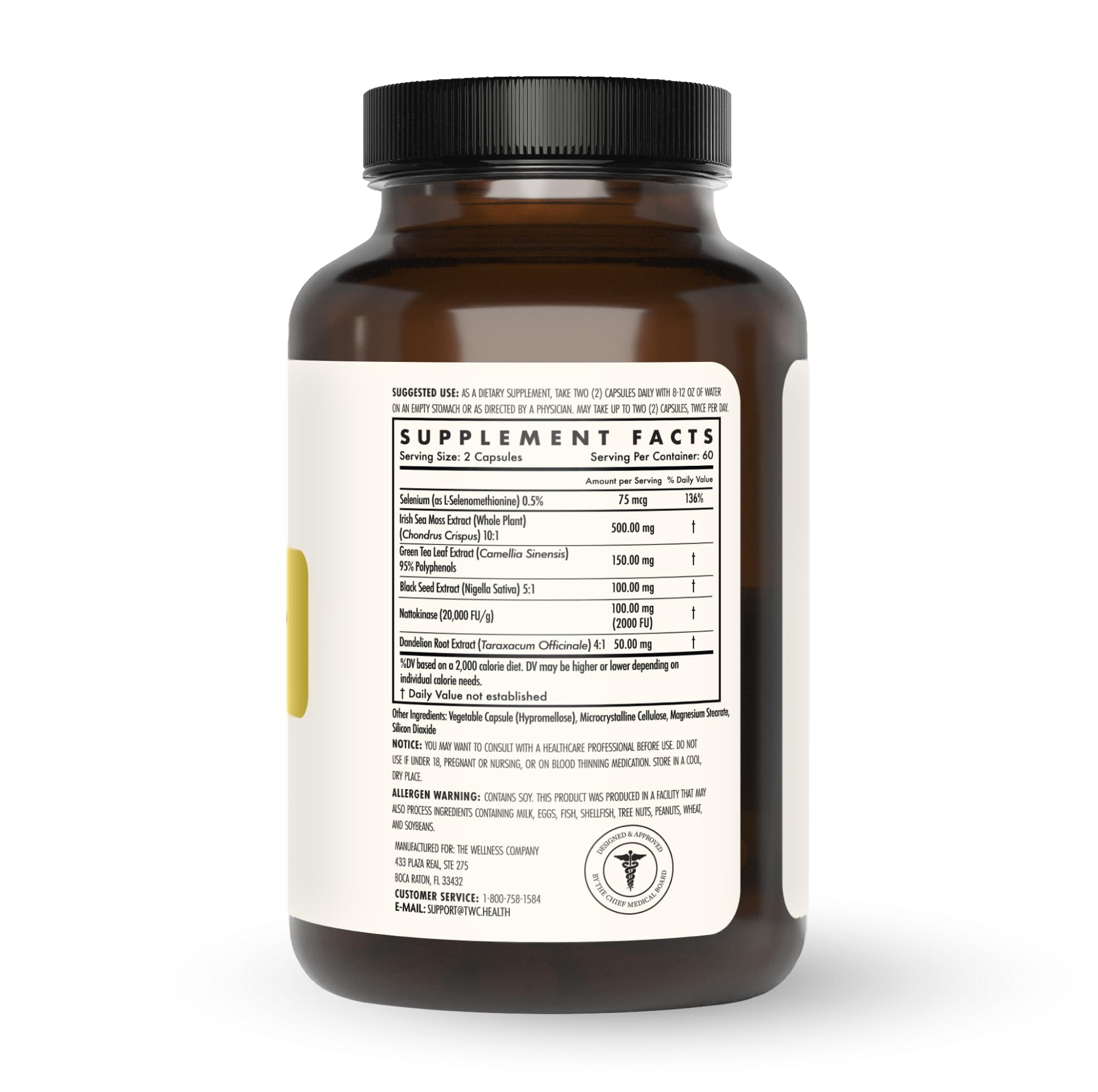 The Wellness Company Spike Support etiqueta legible con ingredientes y certificaciones