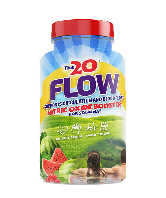 The20 Flow frente del envase mostrando etiqueta clara y beneficios
