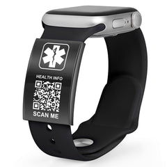 Theluckytag frontal del brazalete mostrando código QR y placa, identificación rápida