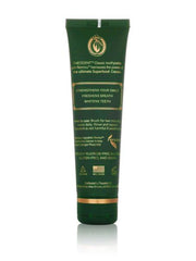 Theodent tubo abierto con pizca de pasta que muestra color y aroma menta