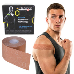 THERABAND rollo frontal mostrando color beige y rollo continuo para cortar