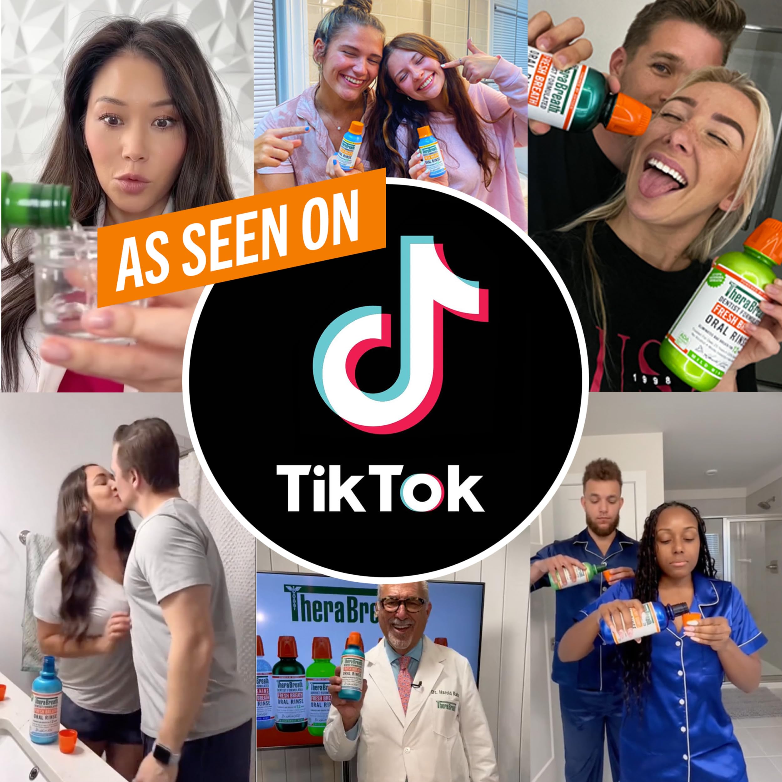 The Breath Co. en baño con toallas ilustrando uso diario en rutina oral