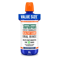 TheraBreath botella frontal 1 L mostrando tamaño y marca para cuidado de encías