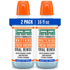 TheraBreath frontal pack de dos botellas mostrando formato y presentación, conveniencia
